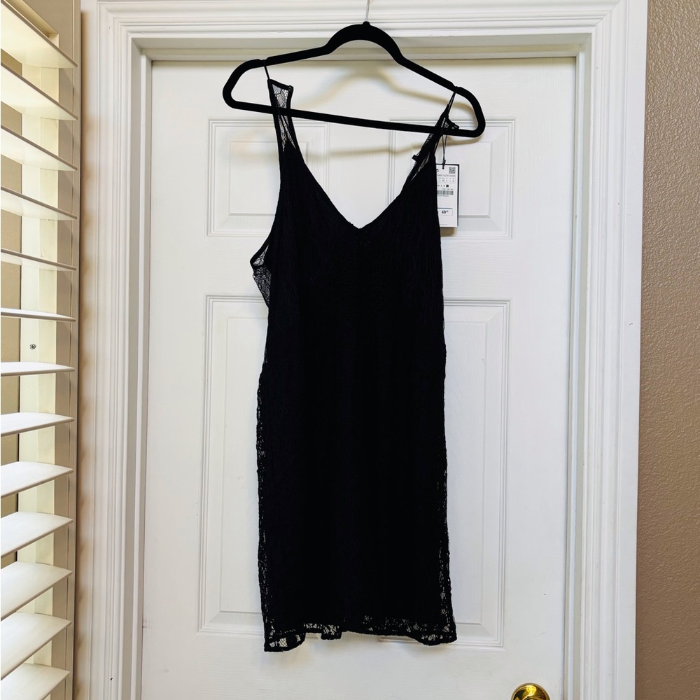 Zara Black Lace V-Neck Mini Dress